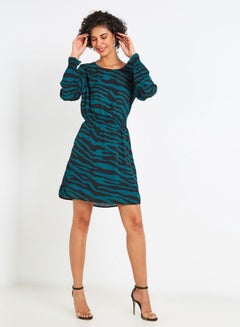 Jacqueline de Yong Animal Print Dress Blue/Black  - Image 3