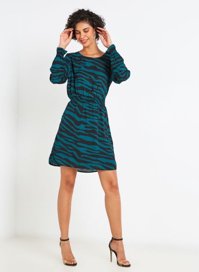 Jacqueline de Yong - Animal Print Dress Blue/Black - Image 1