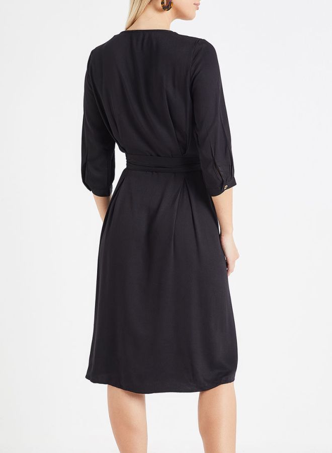 Jacqueline de Yong - Belted Button Down Dress Black - Image 1