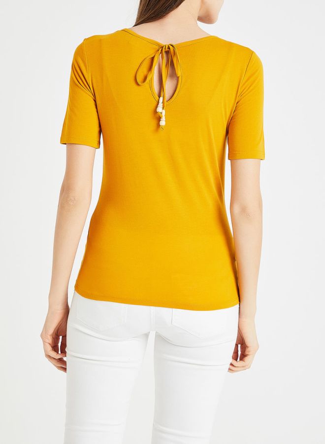 Jacqueline de Yong - Back Tie T-Shirt Yellow - Image 1