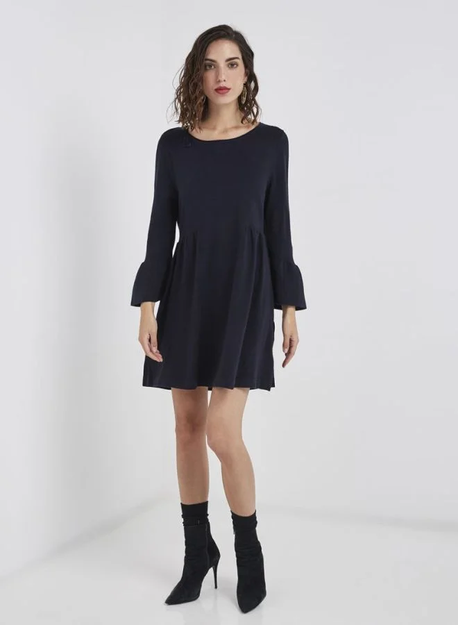 LOST INK Flared Sleeve Dress Navy