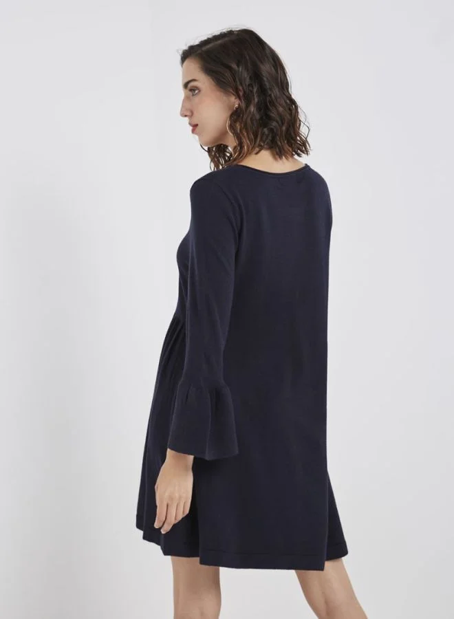LOST INK Flared Sleeve Dress Navy