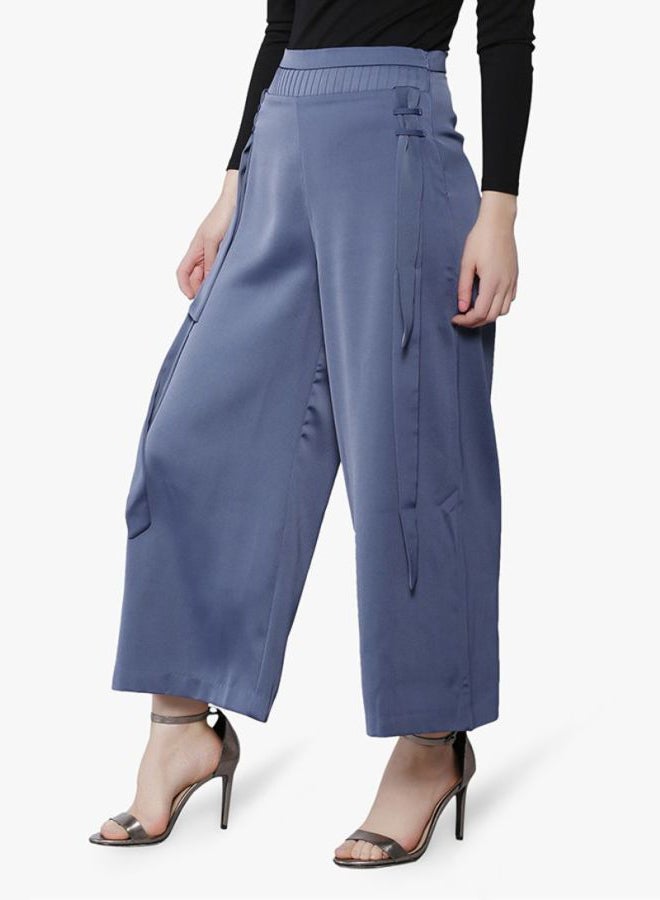 LOST INK Ankle-Length Wide Leg Trousers Blue  - Image 1
