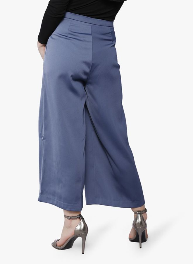 LOST INK Ankle-Length Wide Leg Trousers Blue  - Image 2