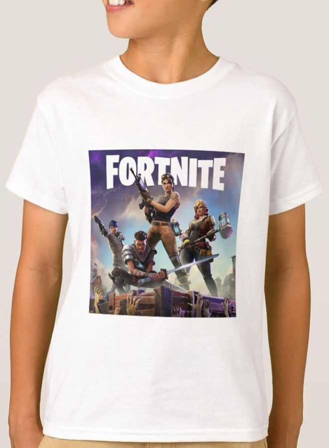فرست بيس - تيشيرت بطبعة مستوحاة من لعبة "Fortnite" أبيض - Image 1
