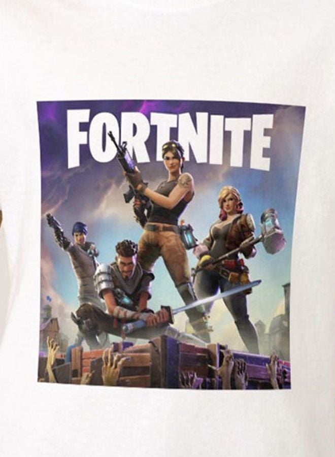 فرست بيس - تيشيرت بطبعة مستوحاة من لعبة "Fortnite" أبيض - Image 1