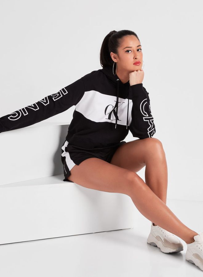 Colorblock Logo Hoodie Black/White/Black