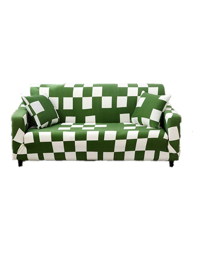Beauenty Printed 3-Seater Sofa Slipcover Green/White 190-230cm - Image 1