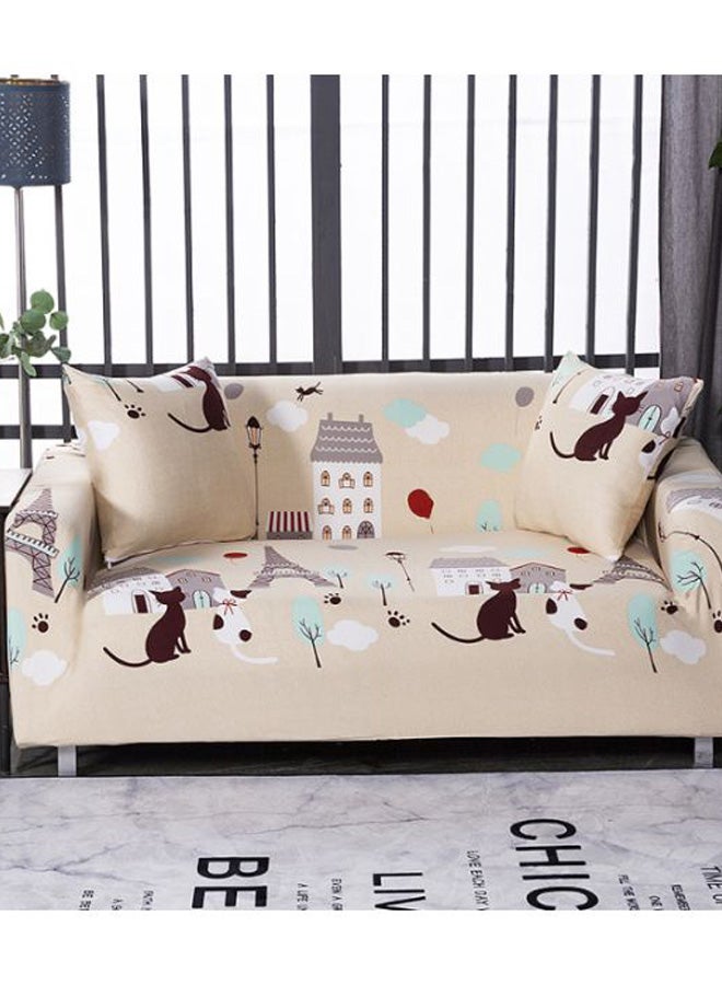 Beauenty Printed 3-Seater Sofa Slipcover Beige/Blue/White 190-230cm - Image 2