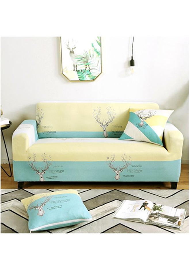 Beauenty Printed 3-Seater Sofa Slipcover Green/Yellow/Black 190-230cm - Image 2