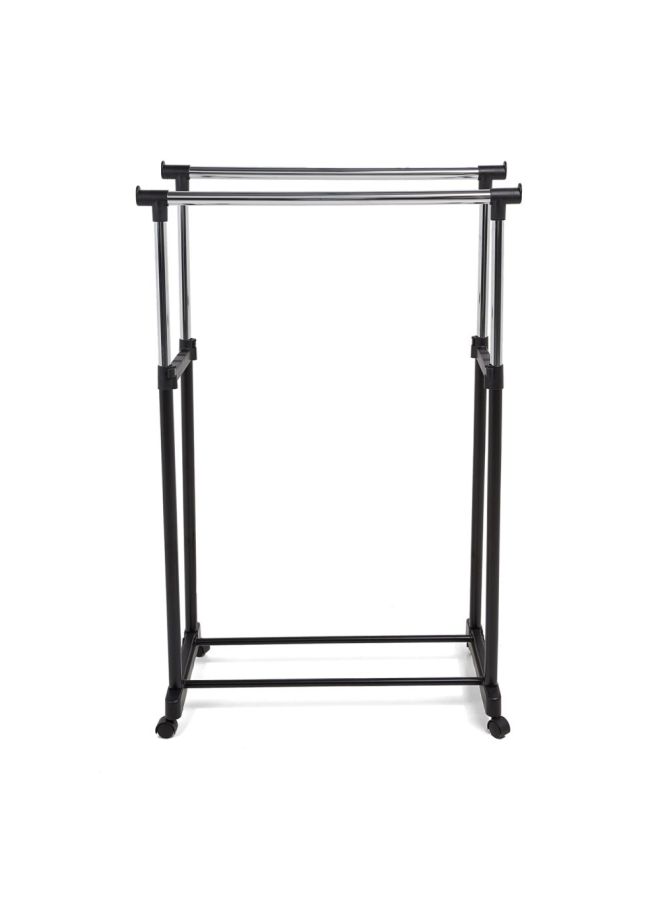 HOME GENIE - Dual Rod Garment Rack Black/Silver 86x165x44cm - Image 1