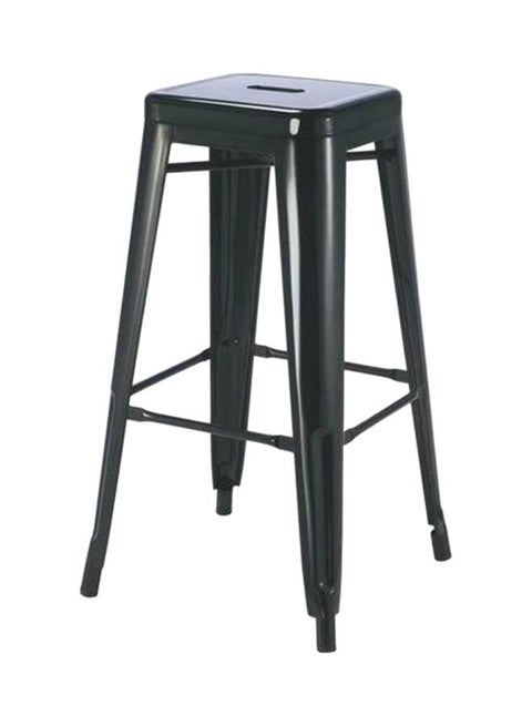 Metal Bar High Backless Stool Black 30x75x30centimeter