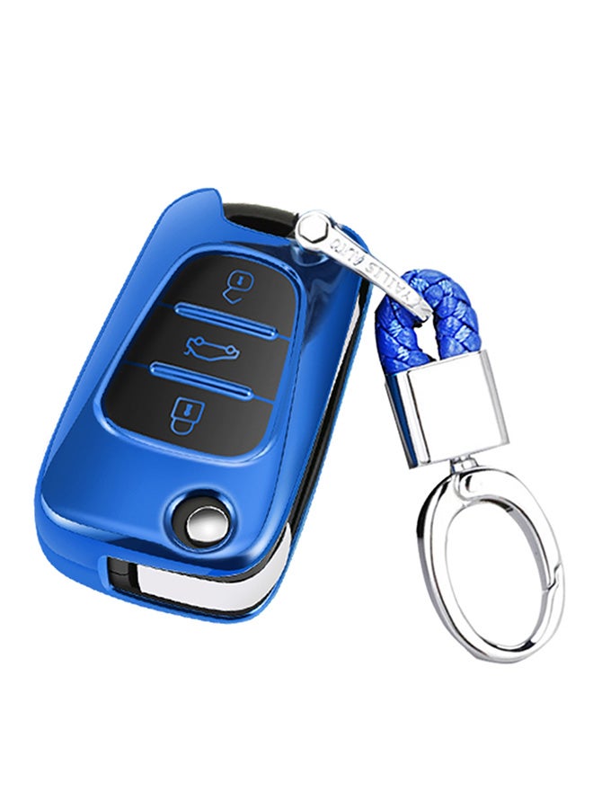 TPU One-Piece Electroplating Car Key Case With Key Ring - Image 1