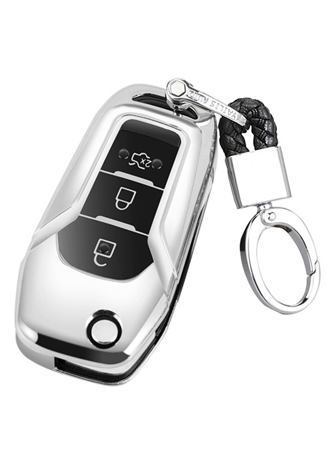TPU One-Piece Electroplating Car Key Case With Key Ring - Image 2