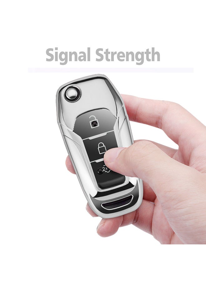TPU One-Piece Electroplating Car Key Case With Key Ring - Image 5