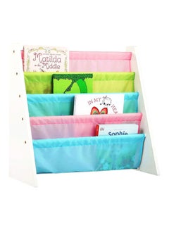 Homesmiths Homesmiths 5 Shelf Book Rack Wood Melamine (White) With 5 Pastel Color Fabric | Natural Wood | Primary Kids Book Rack Storage Bookshelf D30cm x W65cm x H65cm White  - Image 3