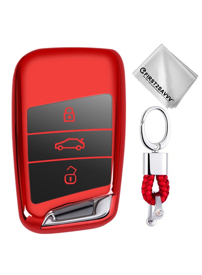 Electroplating Full Coverage Car Key Case With Key Ring - Image 1