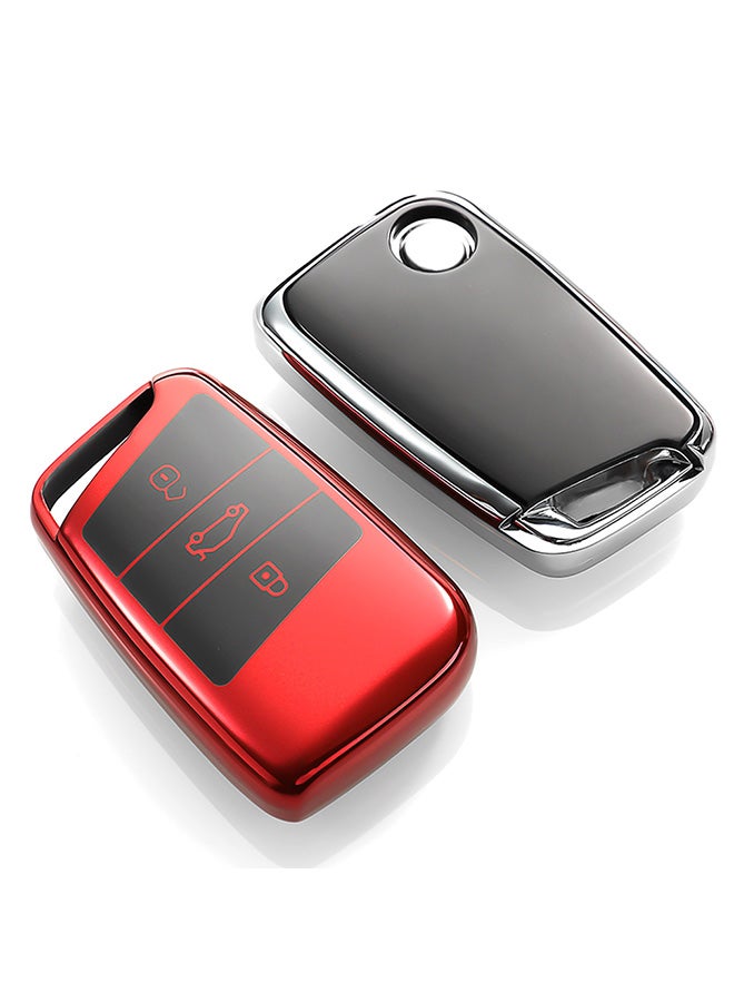 Electroplating Full Coverage Car Key Case With Key Ring - Image 2