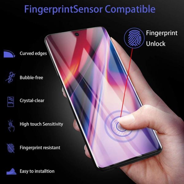 Generic - Curved Full Glue Nano Screen Protector With UV Light Dryer For Galaxy Note 10 Plus Clear - Image 1