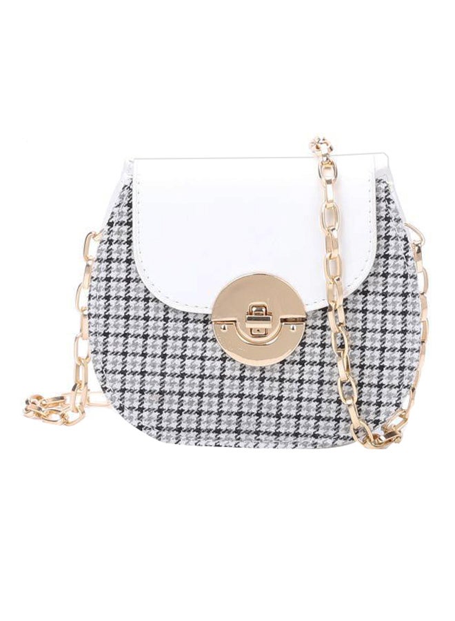 LB Classy And Elegant Design Shoulder Bag White/Black/Gold  - Image 1
