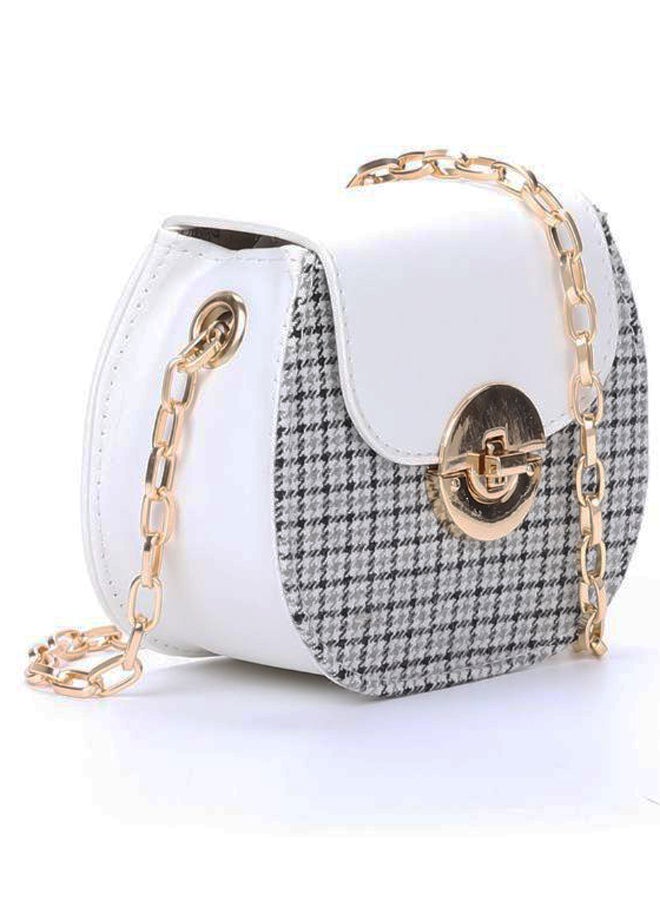 LB Classy And Elegant Design Shoulder Bag White/Black/Gold  - Image 3