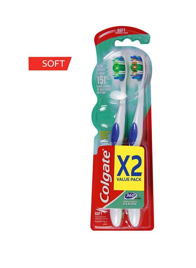 Colgate - 2-Piece 360 Degree Whole Mouth Clean Soft Toothbrush - Image 1