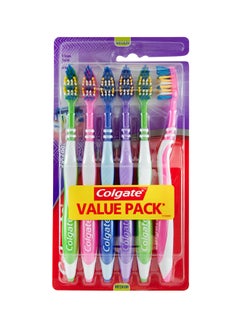 Zigzag Flexible Medium Toothbrush Value Pack 6Piece Multicolour