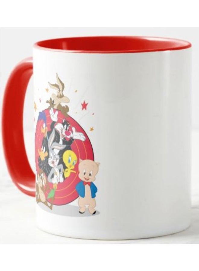 فرست بيس مج من السيراميك بطبعة لوني تونز أبيض/أحمر/أسود - Image 2