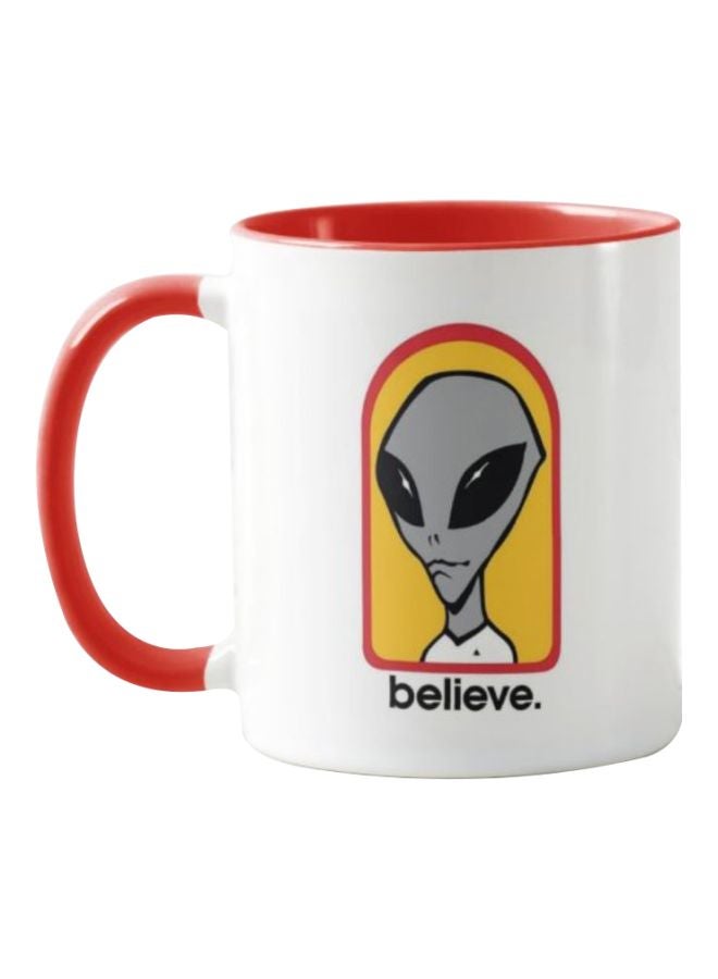 1st Piece Alien Believe Printed Ceramic Mug Red/White/Yellow - Image 1