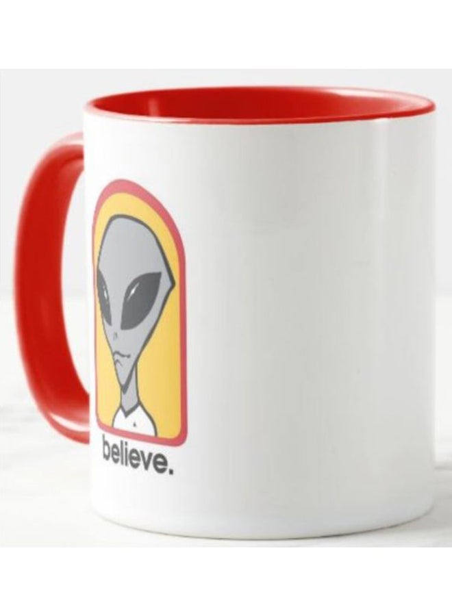 1st Piece Alien Believe Printed Ceramic Mug Red/White/Yellow - Image 2
