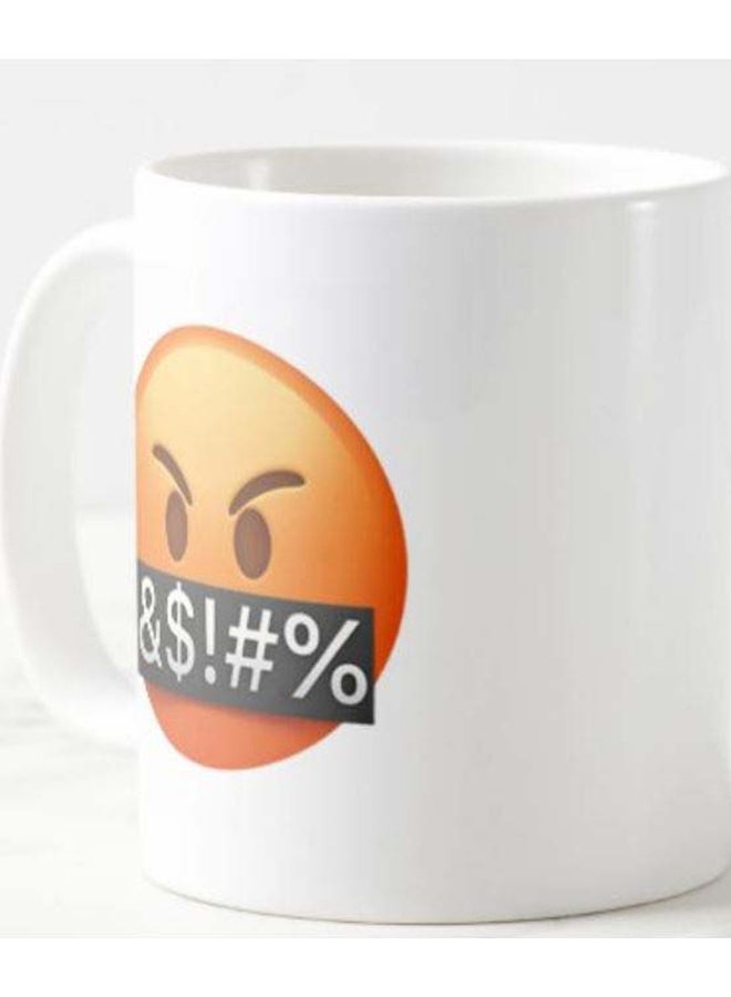 1st Piece Mad Emoji Printed Ceramic Mug White/Orange/Black - Image 2