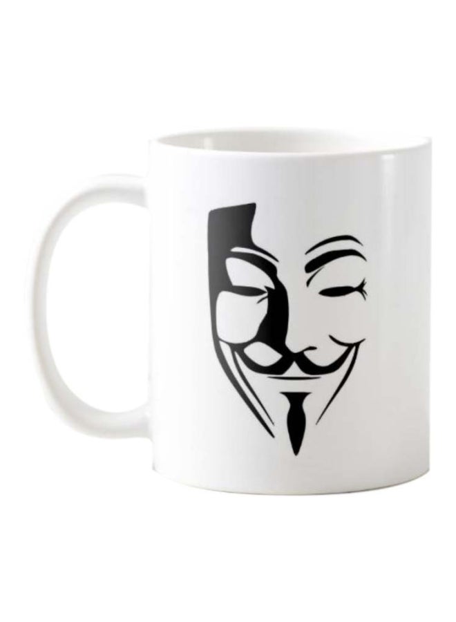 1st Piece Anonymous Mask Printed Ceramic Mug White/Black  - Image 1