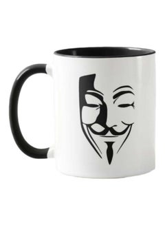 Anonymous Mask Printed Ceramic Mug White/Black