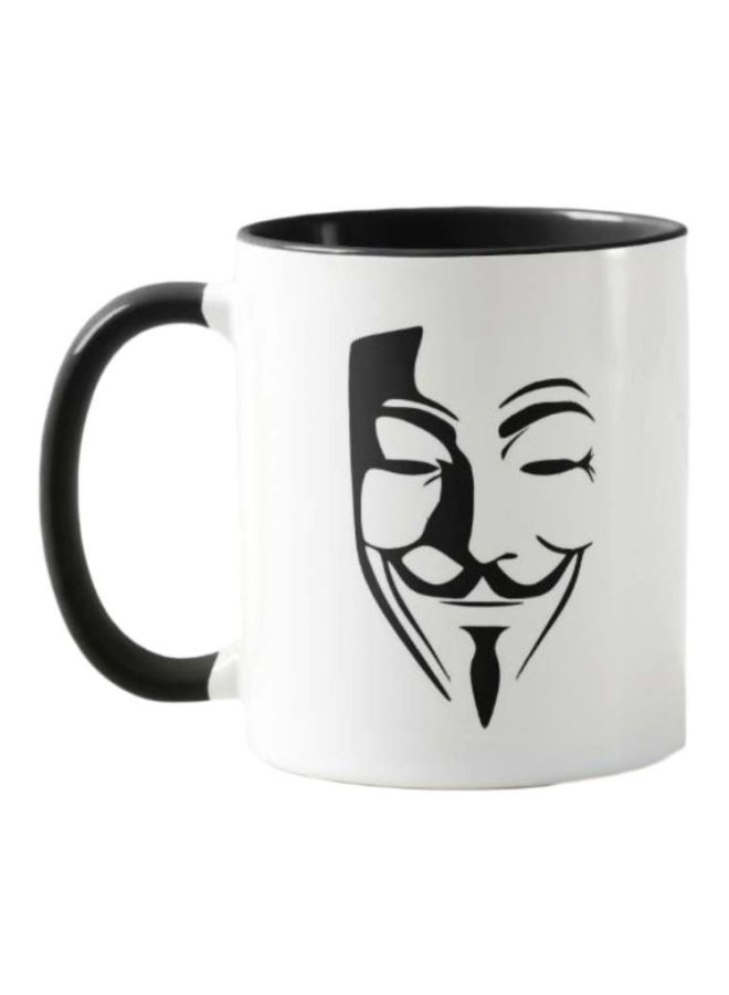 1st Piece Anonymous Mask Printed Ceramic Mug White/Black  - Image 1