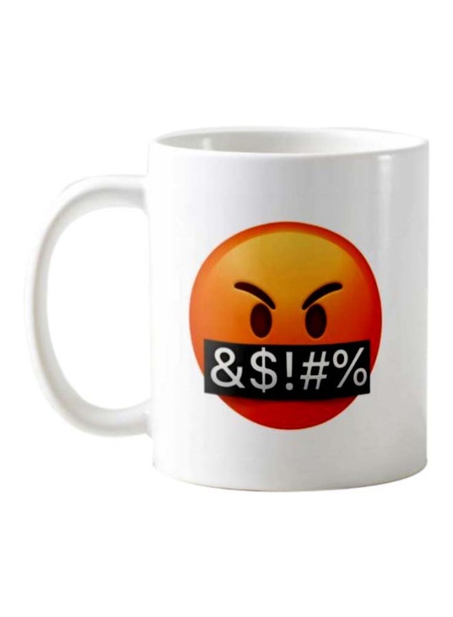 1st Piece Mad Emoji Printed Ceramic Mug White/Orange/Black - Image 1
