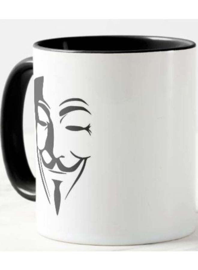 1st Piece Anonymous Mask Printed Ceramic Mug White/Black  - Image 2