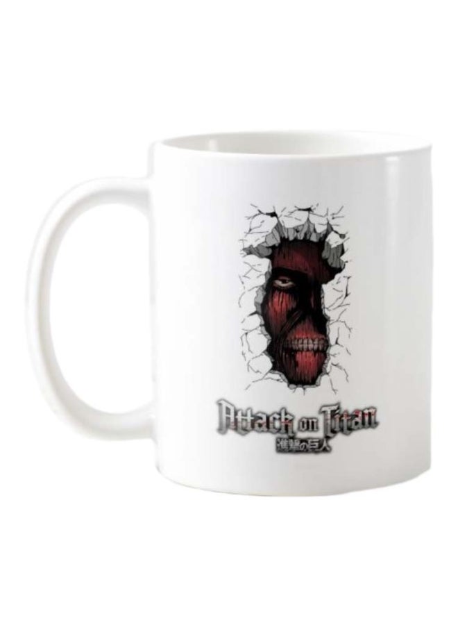 1st Piece Attack On Titan Printed Ceramic Mug White/Red/Black - Image 1