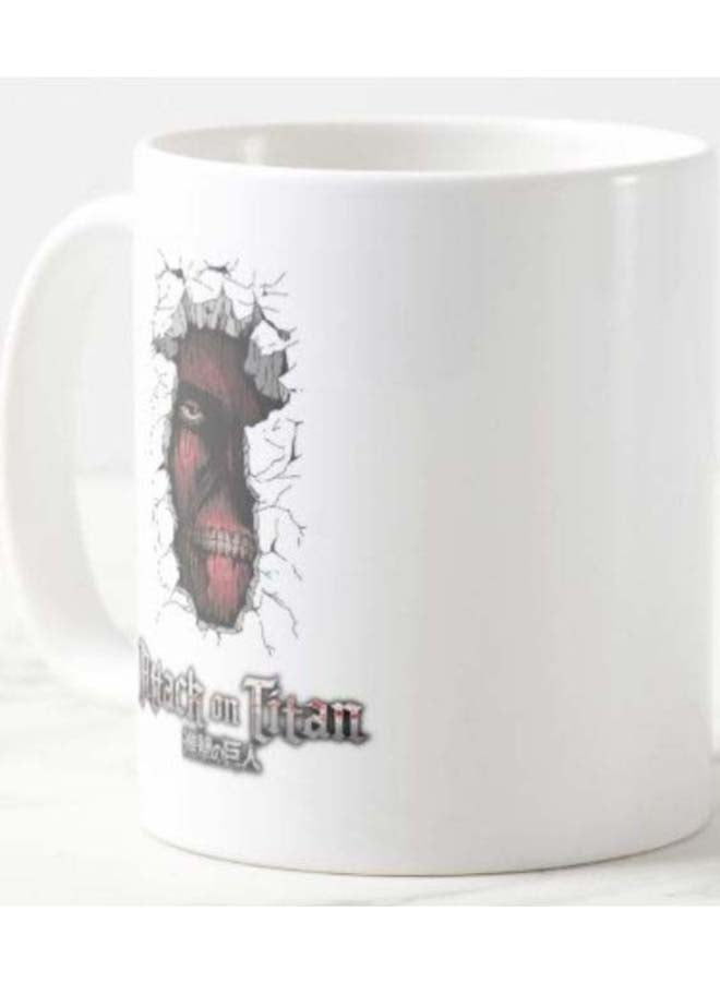 1st Piece Attack On Titan Printed Ceramic Mug White/Red/Black - Image 2