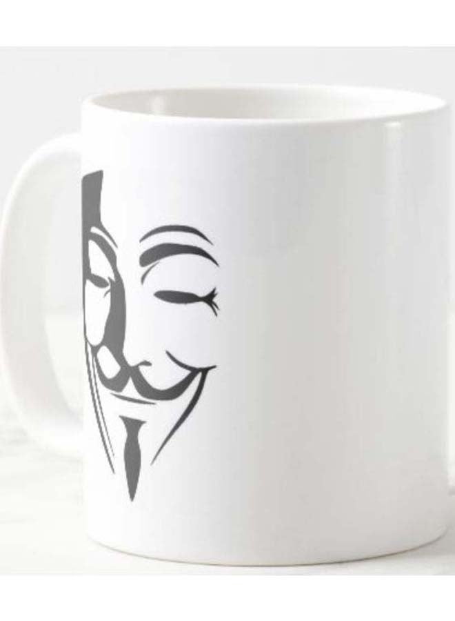1st Piece Anonymous Mask Printed Ceramic Mug White/Black  - Image 2