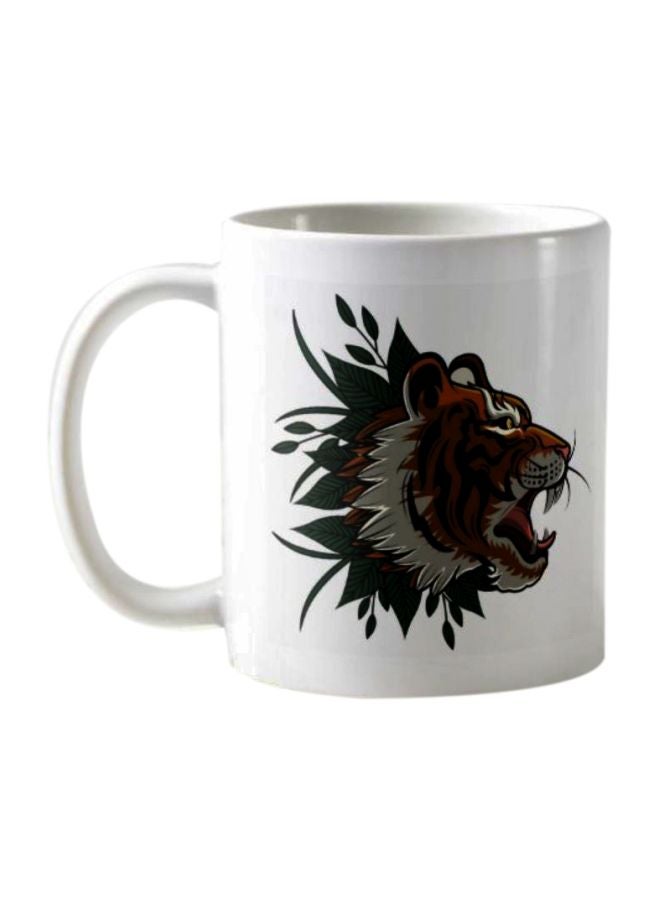 1st Piece Tiger Printed Ceramic Mug White/Brown/Green  - Image 1