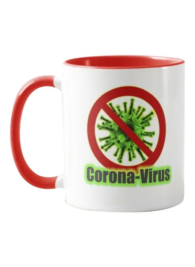 1st Piece Stop Corona Printed Ceramic Mug White/Red/Green  - Image 1