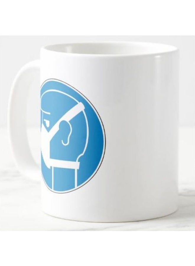 1st Piece Side Face Mask Sign Printed Ceramic Mug White/Blue - Image 2
