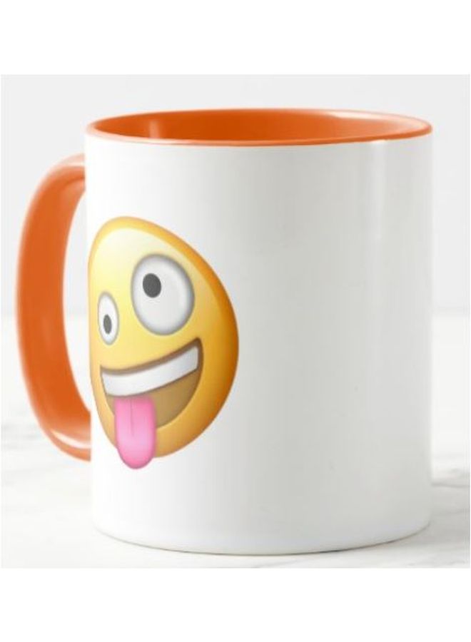 1st Piece Crazy Emoji Printed Coffee Mug White/Yellow/Pink - Image 2