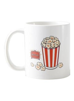 Netflix And Popcorn Printed Mug White/Red/Beige
