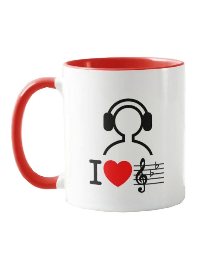 فرست بيس مج بطبعة "I ♥ Music" أبيض/أسود/أحمر