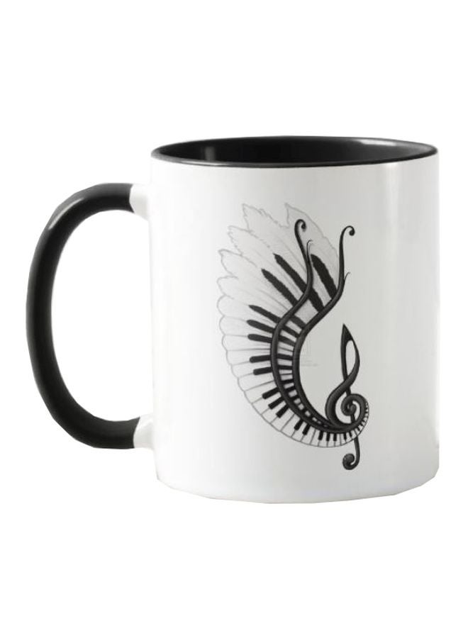 1st Piece Piano Music Notes Printed Mug White/Black