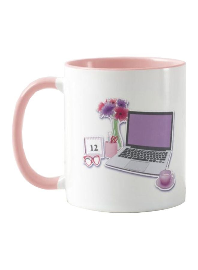 1st Piece Work Time Printed Mug Pink/White/Black