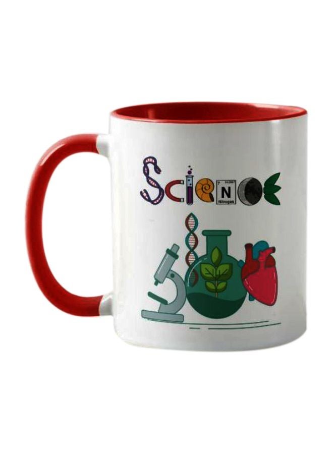 1st Piece Science Printed Coffee Mug White/Green/Pink 325ml - Image 1