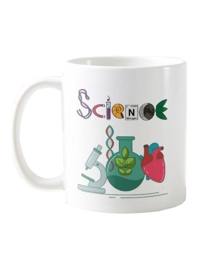 مج مطبوع عليه كلمة "SCIENCE" وردي/أخضر/أبيض