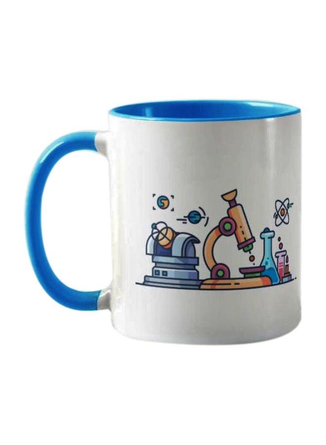 1st Piece Science Lab Printed Coffee Mug White/Blue/Orange 325ml  - Image 1